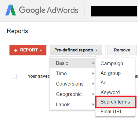 AdWords Search Terms Report 3